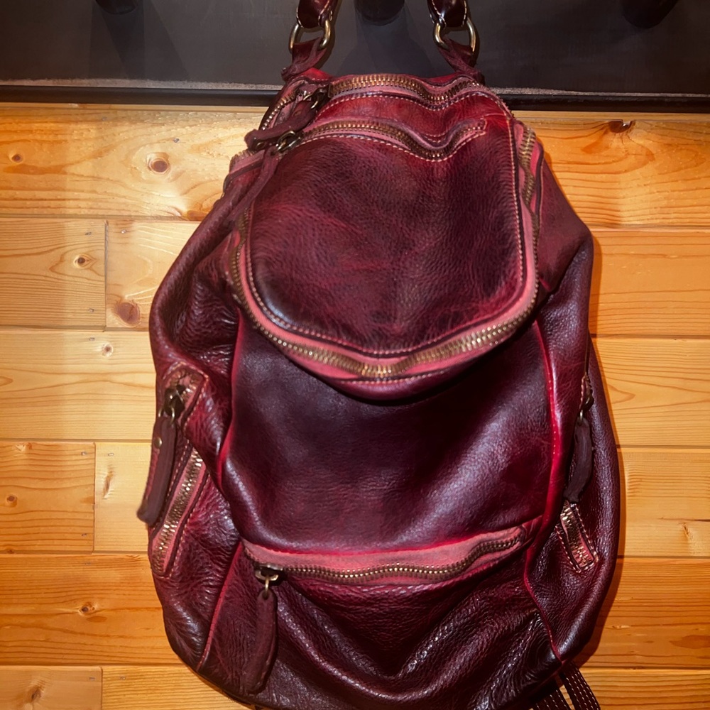 LUSHER Burgundy Leather Backpack